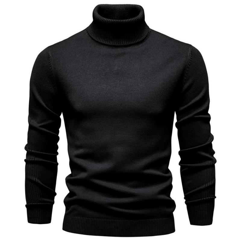 Mens Turtleneck Knit Sweater Casual Long Sleeve Pullover Fall Winter Slim Fit