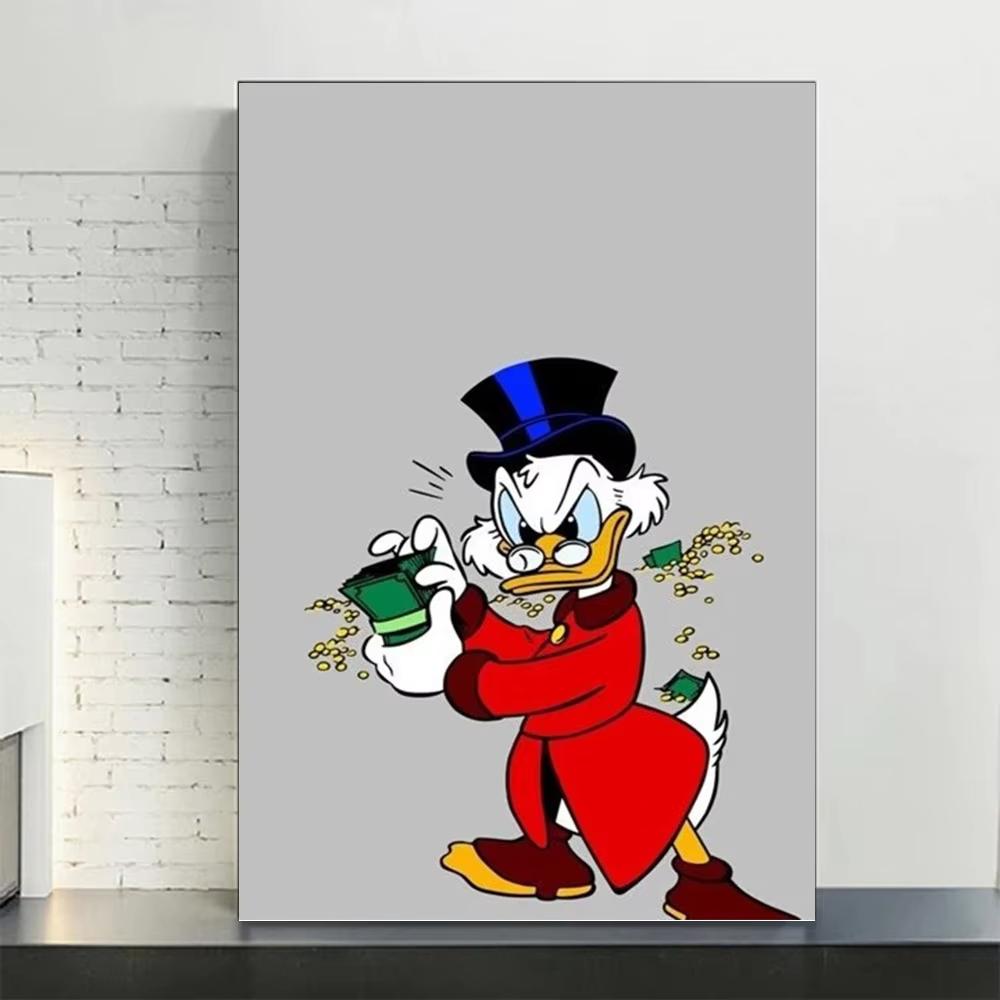 Donald Duck Diamond Painting Scrooge Mcduck Money Cartoon Graffiti Wall Poster Prints Living Room Home Pictures Decor
