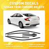 For 2016-21 Honda Civic Sedan Chrome Delete Blackout Window Trim Gloss Black