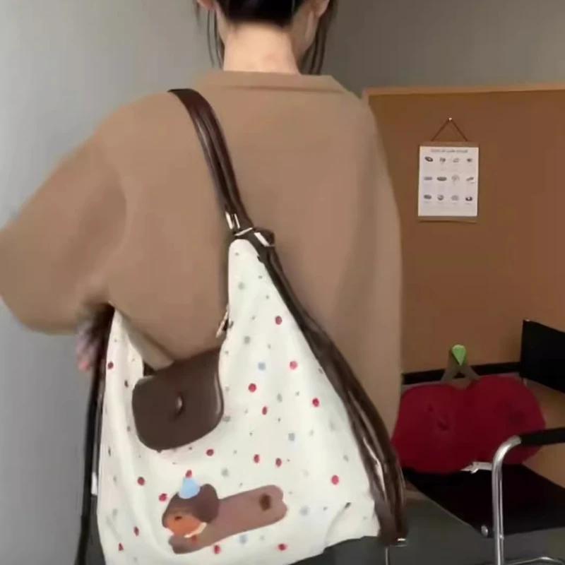 Women Kawaii Cute Backpacks Luxury Design Cartoon Dog Dot Shoulder Handbags Fashion Chic Sweet Y2k Aesthetic Crossbody Bags