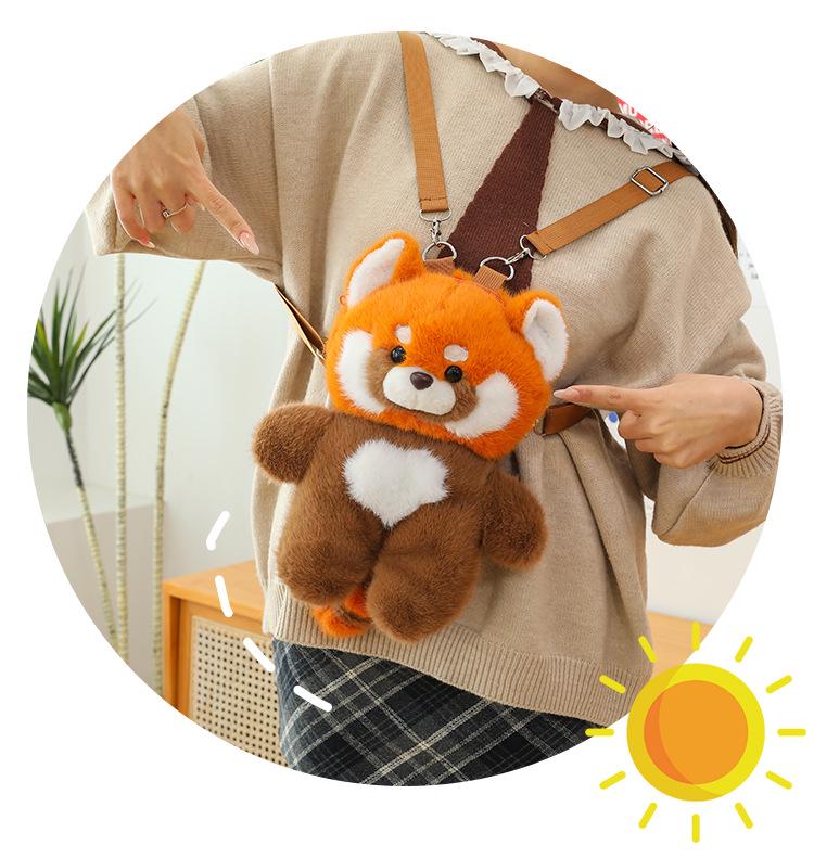 Adorable Plush Panda and Raccoon Backpack - Cute Cartoon Style for Kids