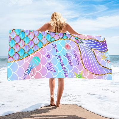 70x140/80*160CM Mermaid Beach Towel Gym Sports Pool Towel Ladies Large Yoga Mat Fashion Summer Quick Dry Beach Towel
