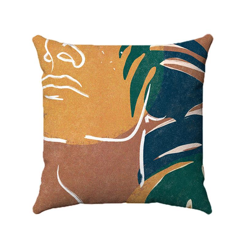 Simple And Abstract Geometric Plants Digital Printing Short Plush Pillow Covers For Car Sofa Office Cushion Cover Home Goods