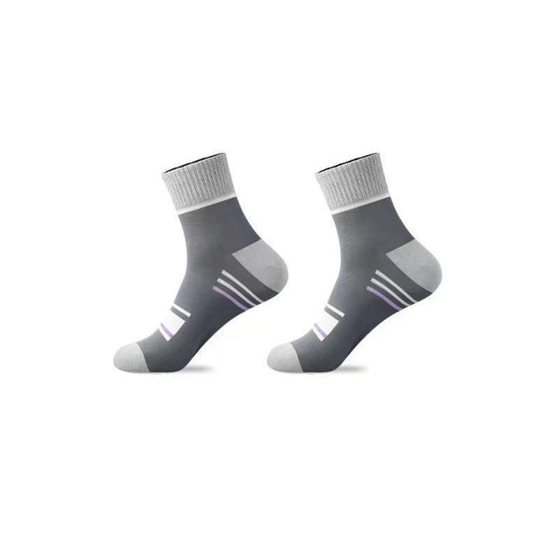 Zhuji Men's Deodorant Sweat-Absorbent High-Elastic Sports Socks - Trendy, Anti-Pilling, All-Season Mid-Tube Design.