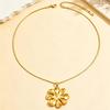 18K Gold Stainless Steel Floral Pendant Necklace for Women