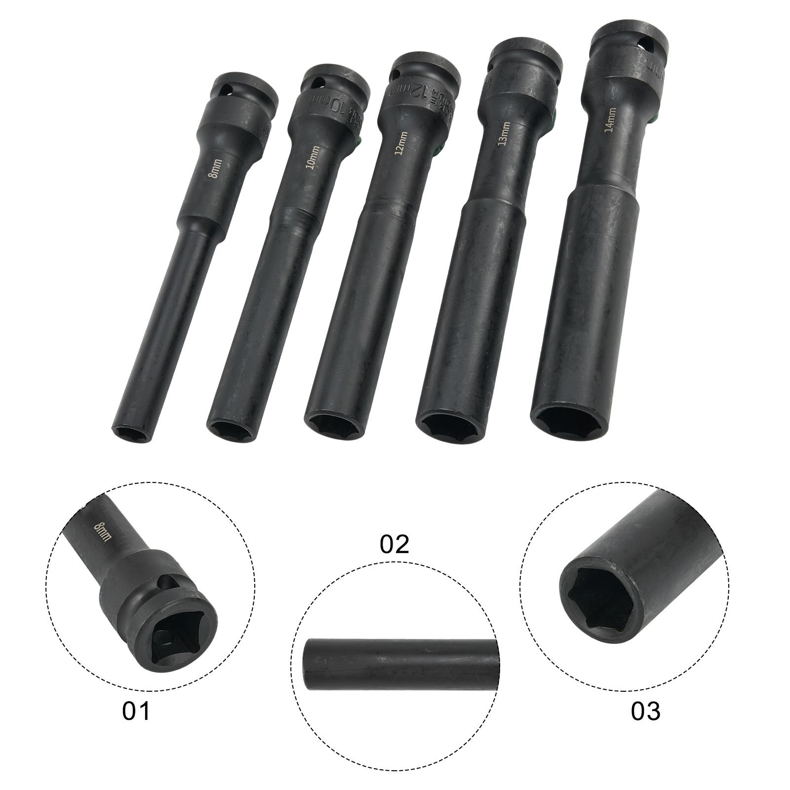 

5 Piece 12 Inch Drive Wrench Hex Socket Head Adapter Set for Lithium and Air Tools with 1/2 Inch Interface Compatibility China Mainland