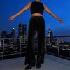Damen Samt Casual Hose Lockerer Schnitt Elastischer Bund Kordelzug Lounge Hose Geeignet für den Alltag und zur Entspannung zu Hause