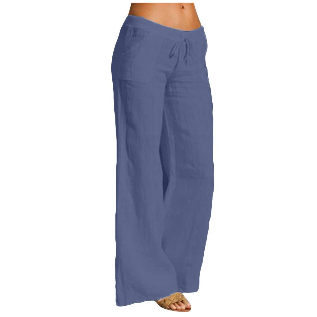 Women's Fashionable And Sexy Solid Color Comfortable And Breathable Mid-waist Wide-leg Casual Trousers