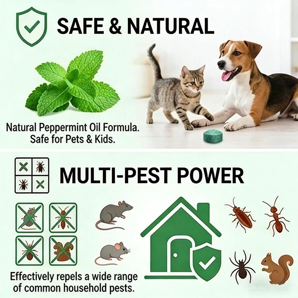 12-Pack Peppermint Oil Mouse Repellent, Fast-Acting Formula Deters Rats, Mice, Ants & More, Eco-Friendly & Long-Lasting