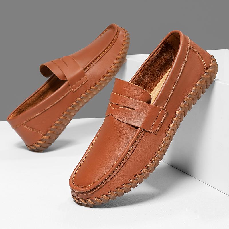 New Fashion Penny Loafter For Men Black Brown Patent Leather Casual Driving Shoes Male Slip On Soft-soled Walking Footwears