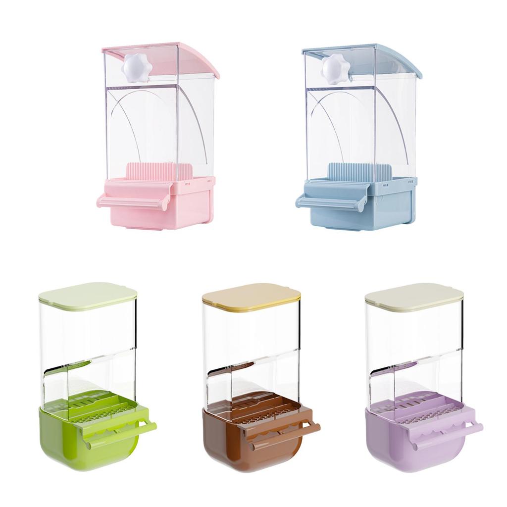No Mess Bird Feeder Sturdy Automatic Parrot Feeder with Perch Cage Accessories Food Container for Budgies Canary Finch Cockatoo