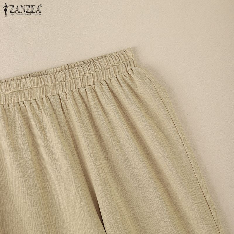 ZANZEA Women Long Sleeve Blouse and Pants Casual Two Piece Suit Sets