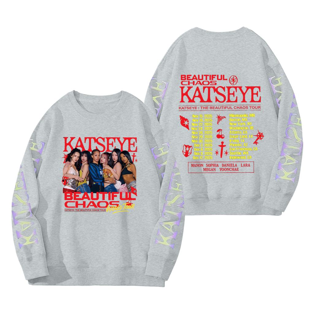 Damenmode Langarm Print Rundhals Lockerer Pullover Sweater Top