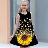 Mädchen Sommer Süß Ärmelloses Kleid Modisch Rundhals Bunte Muster 3D Druck Lässig Bequem Weich Atmungsaktiv Minikleid