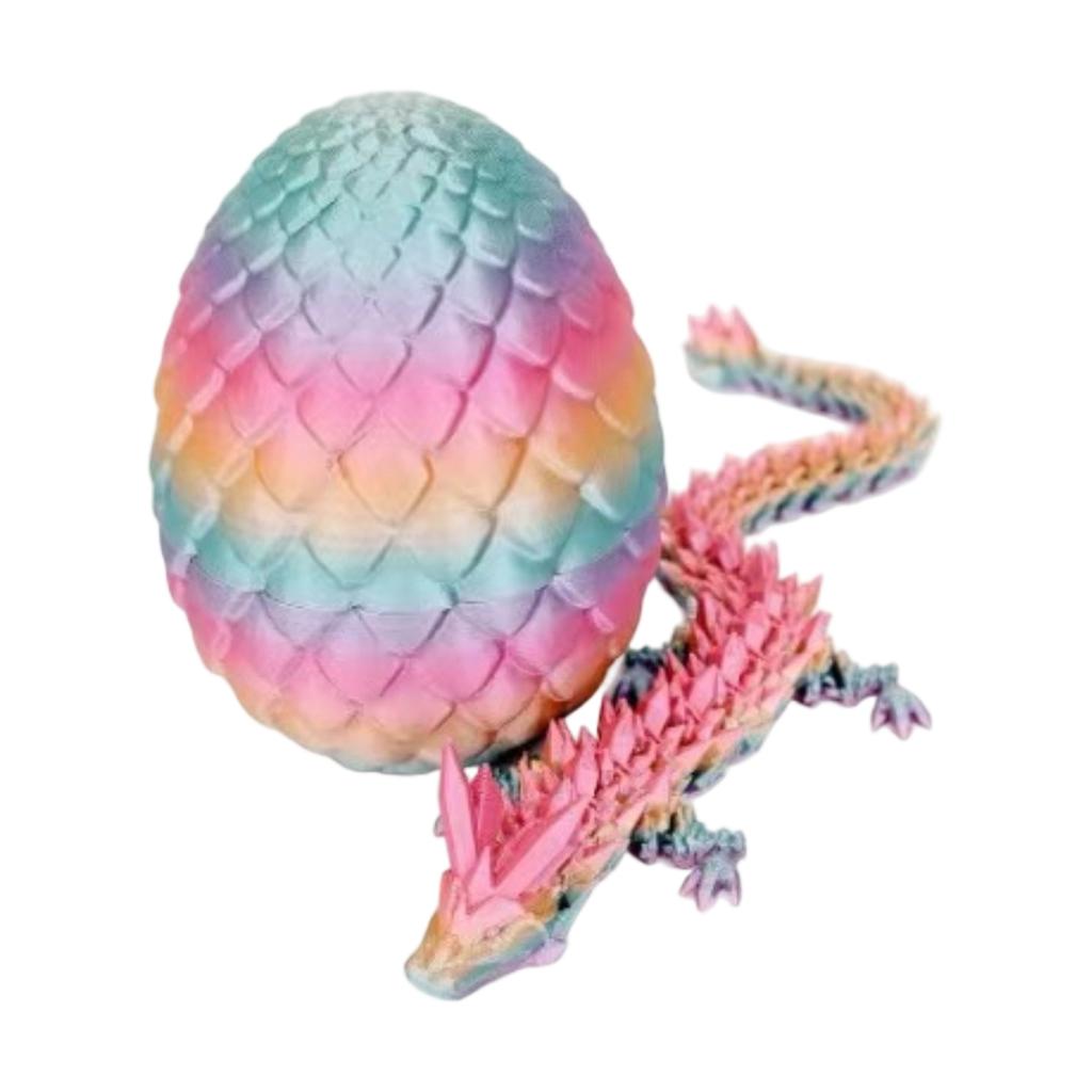 3D Printed Articulated Toy with Movable Joints and Colorful Egg