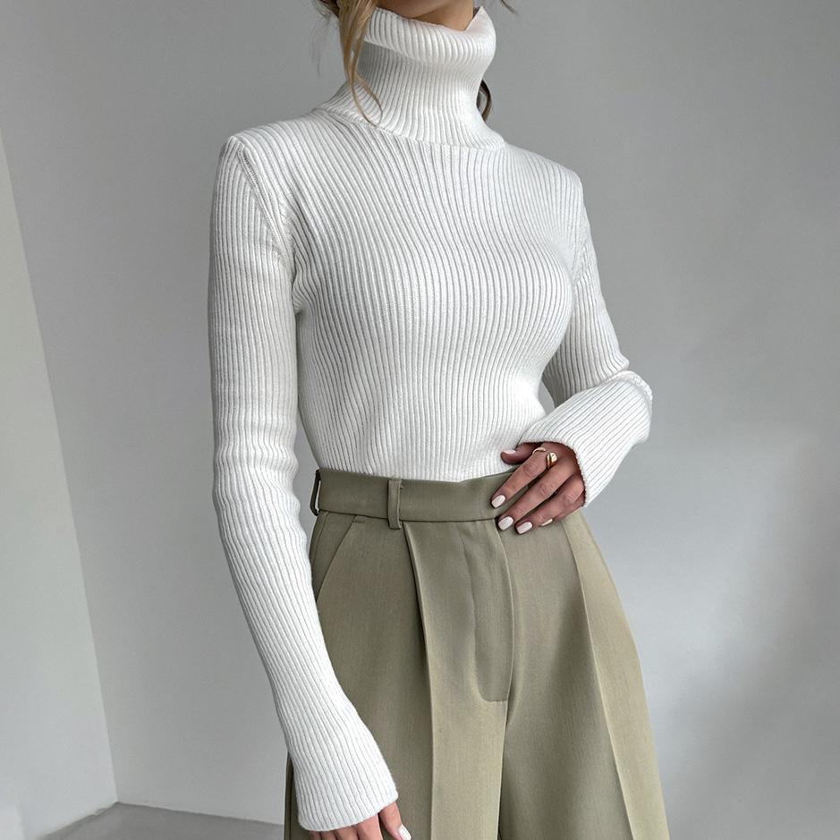 GMXIA Damen Rollkragenpullover Herbst und Winter Strick-Unterhemd Europa und die Vereinigten Staaten Rollkragen-Pullover