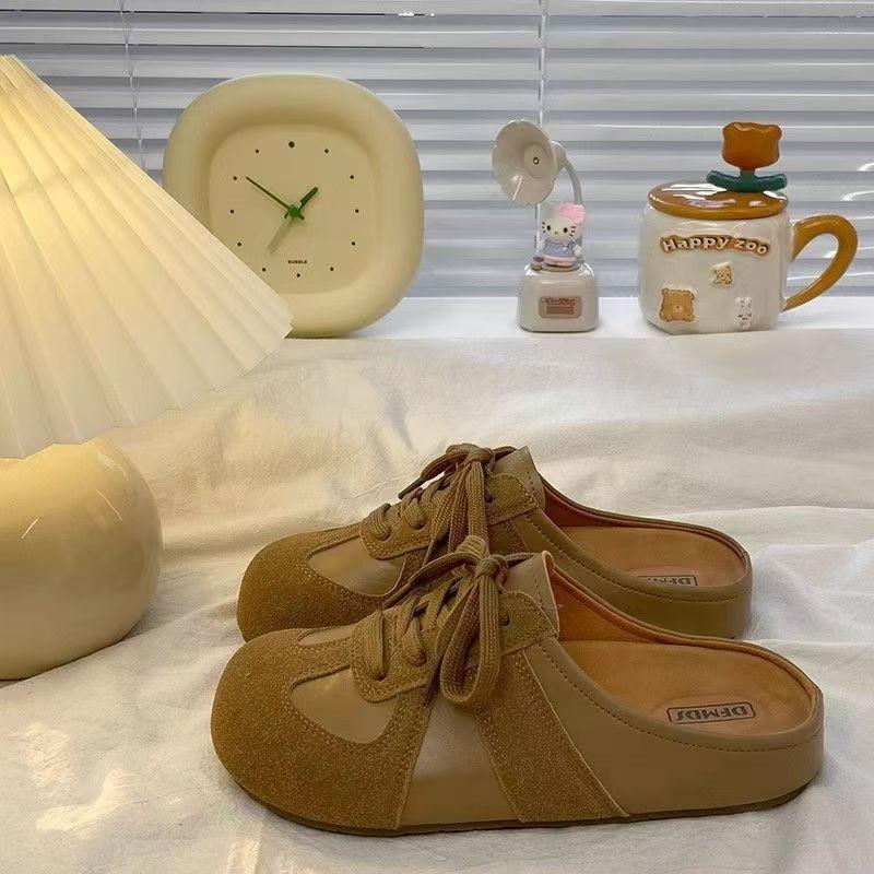 Fashion 2025 Brand Ladies Shoes Front Lace-up Women's Slippers Fashion Outdoor Closed Toe Casual Light Comfortable Flat Slippers Zapatos