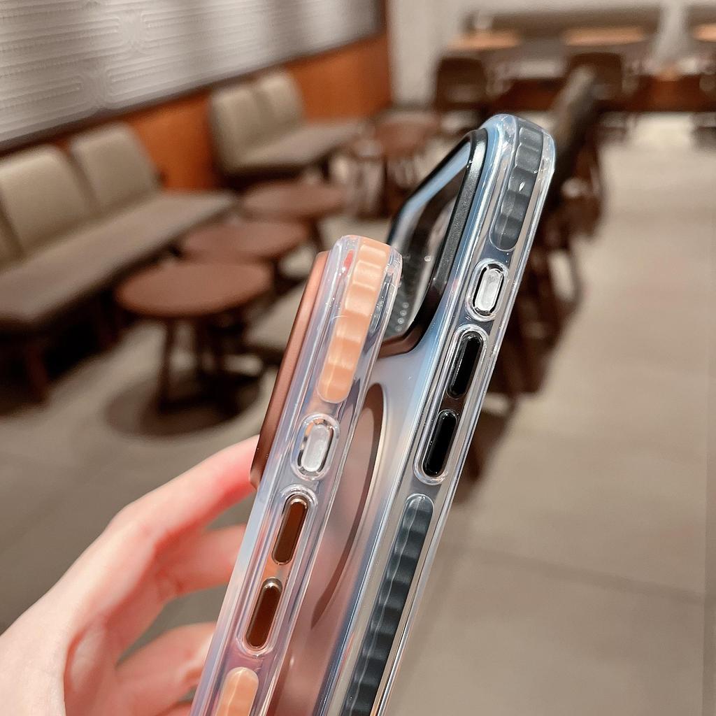 IPhone 17 Pro Max Blaulichtverlauf Magnetische Schutzhülle mit Zweifarbiger Airbag Sturzsicherer Design