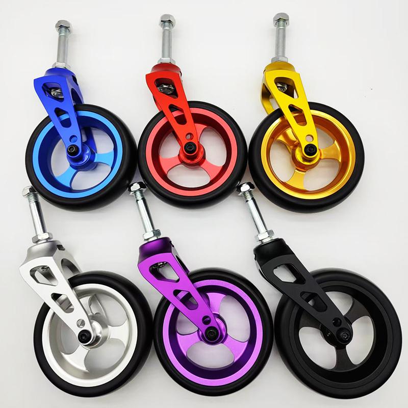 A Pair of Sports Wheelchair Front Wheels and Forks, 5inch Wheels, Made of Aluminum Alloy with Pu Wheels, High-Speed and Silent