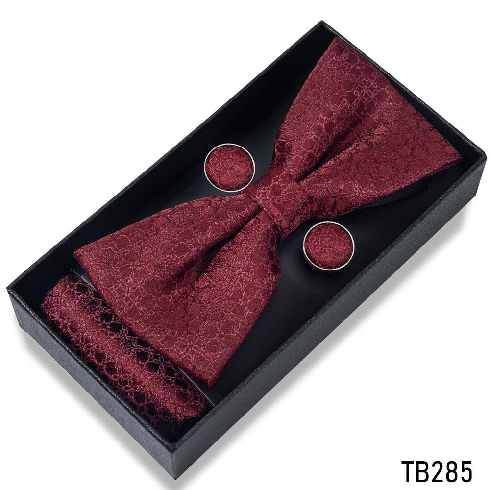 Classic Bowtie Bow Ties for Mens Butterfly Bowknot Pocket Square Cufflinks Suit Set Bussiness Accessories