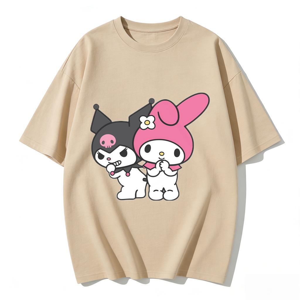 2026 New Kuromi  My Melody Cartoon Print Tshirt Family Matching Outfits Casual Short Sleeve Tee for Women Unisex Kids Streetwear