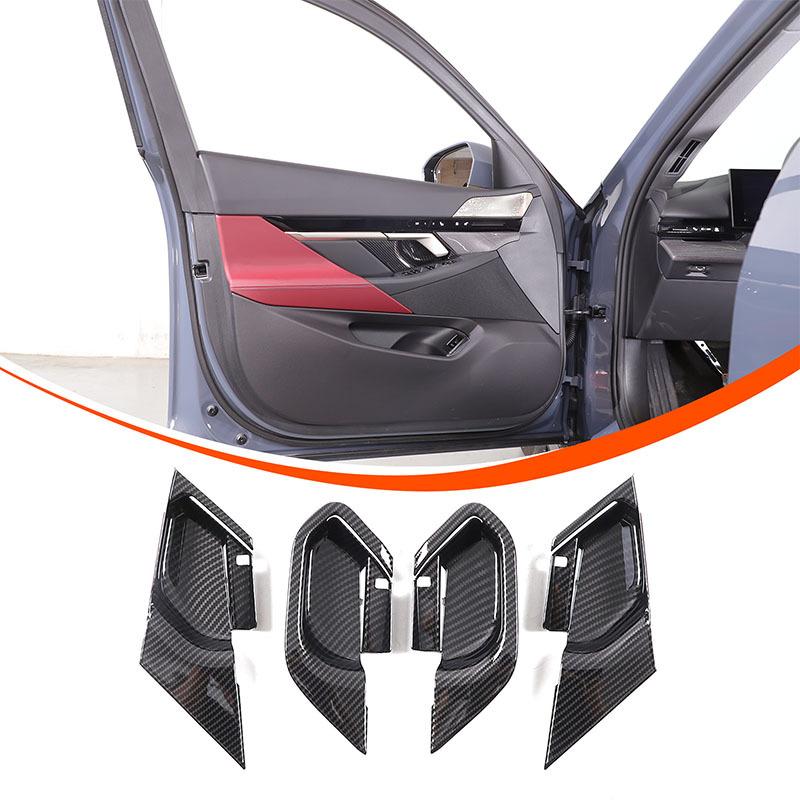 För BMW 5-serie G60 2024 ABS Kolfiber Innerdörrhandtag Skålskydd Dekorationslist Interiörtillbehör