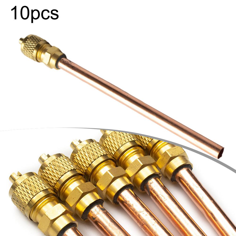 10pc Brass Access Valve Air Conditioner Refrigeration Compressor Maintence Valves Copper Tube Filling Part 3.4Mpa Service Valve