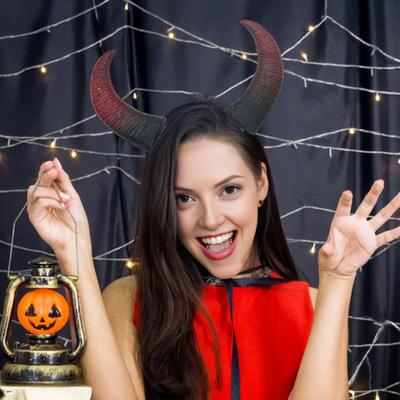 Şeytan Boynuzu Saç Halka Gerçekçi Boğa Boynuzu Kostüm Aksesuarı Gotik Cadılar Bayramı Giydirme Saç Halka Cadılar Bayramı Noel Partisi Cosplay Etkinlikleri İçin