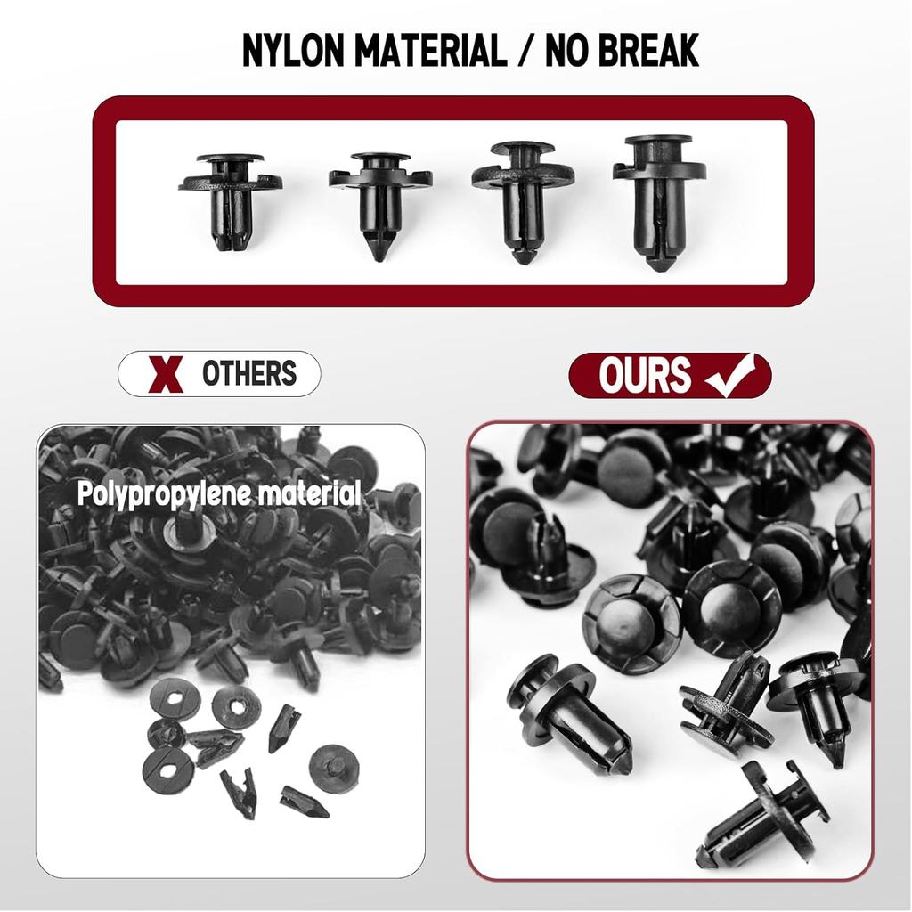 Push Type Retainer Fender Liner Clips Compatible With Nissan/Infiniti Front Bumper Plastic Fasteners Replace 01553-05323, 01553-09321, 01553-09241,