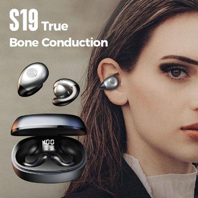 True Bone Conduction Bluetooth-Kopfhörer, Ohrclip-Ohrring, kabellose Kopfhörer mit Mikrofon, Touch-Control-Sport-Headsets