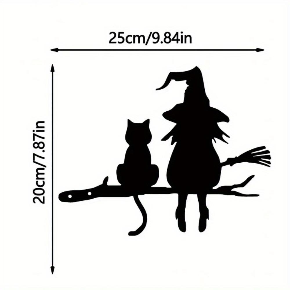Iron Witch Cat Garden Sculpture Outdoor Decor