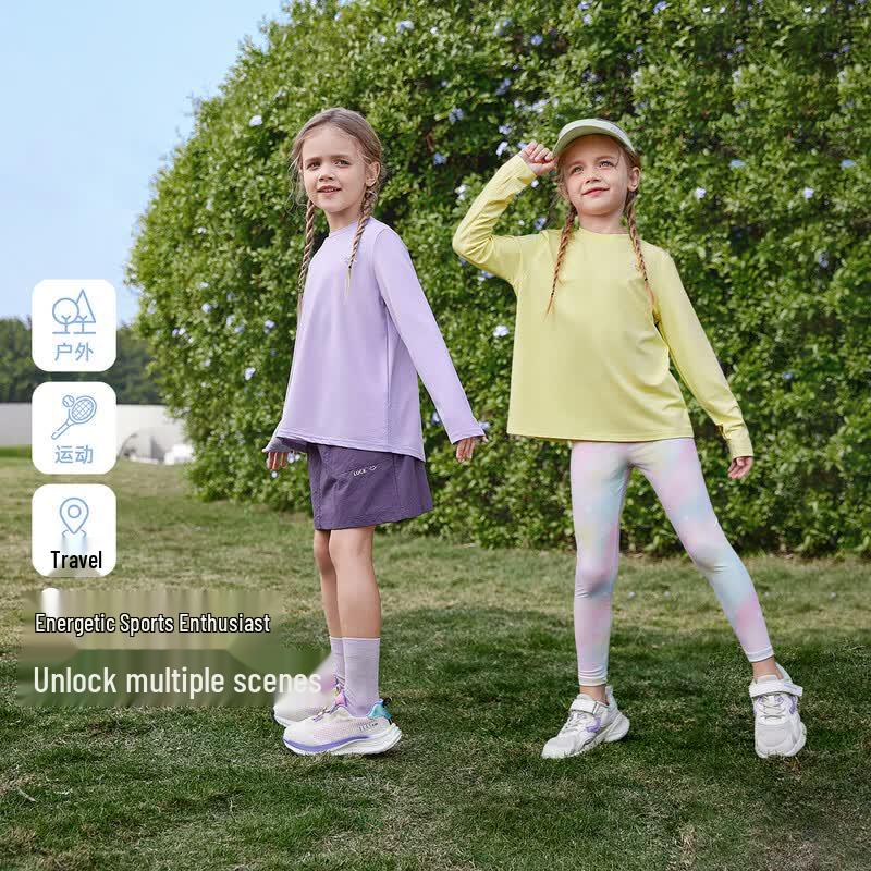 JELLYBABY Girls' Heart Print Sun Protective Long Sleeve T-Shirt