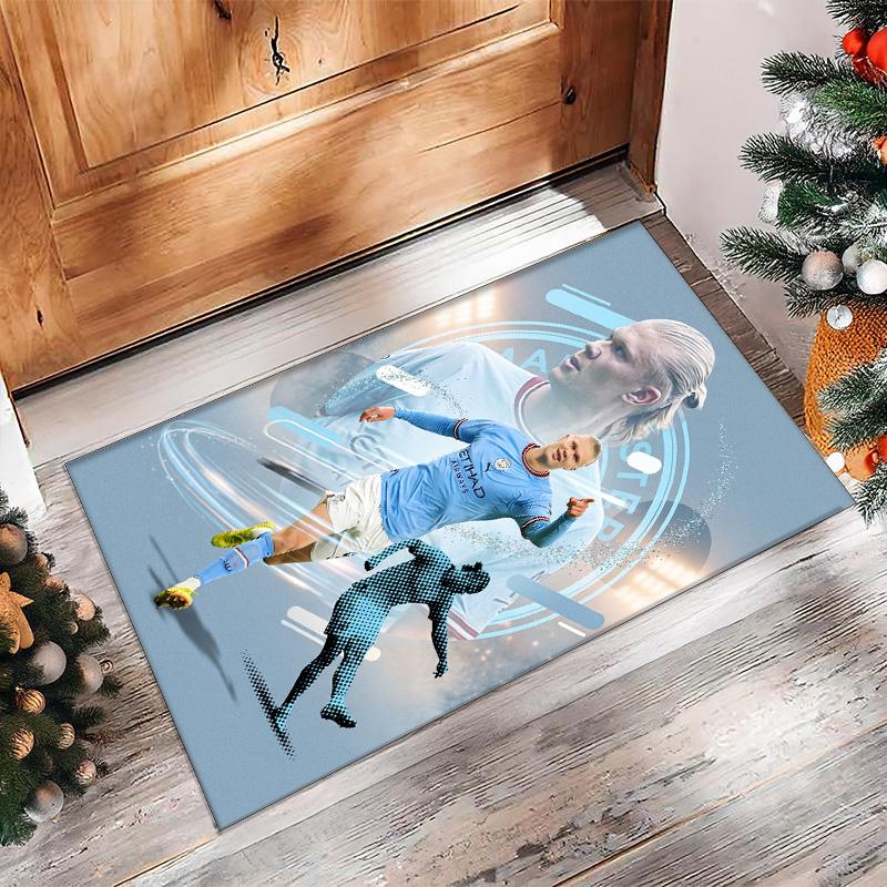 Erling Haaland Calcio Football Pattern Tappeto Morbido per Area Tappeto per Pavimento Interno Antiscivolo Tappetino Decorazione Sportiva per Camera da Letto