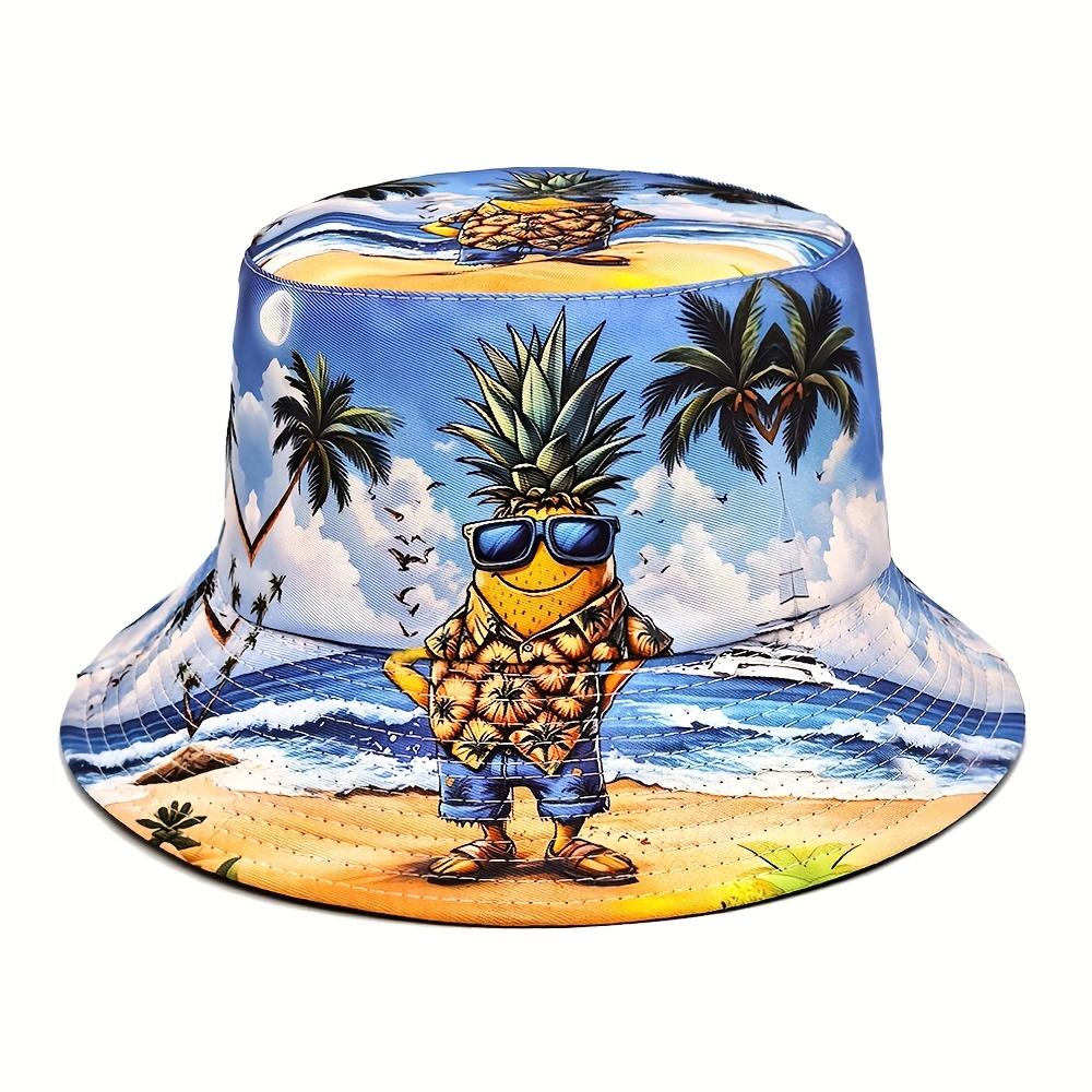 

Pineapple Cartoon Printed Fisherman S Hat for Beach Vacations for Both Men And Women