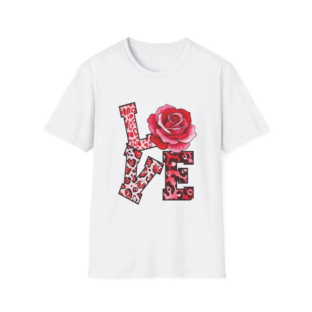 Love Rose Leopard print T- Shirt | Floral Valentine graphic