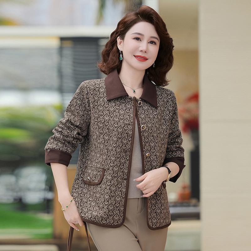 

Стильный кардиган на весну-осень 2025 года для женщин среднего и пожилого возраста XL (90-110 jin) кофейный