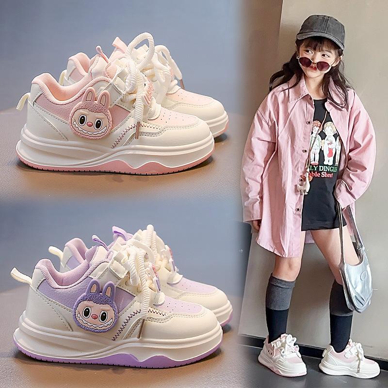 Girls Sports Board Shoes 2025 New Spring and Autumn Cute Cartoon Children's Little White Shoes Breathable Girls Fashion Casual Shoes