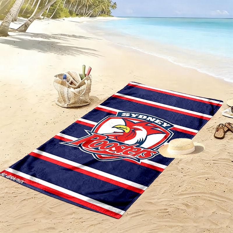 Sydney Roosters Fight Print Beach Towel, Large Soft Quick Dry Towel for Beach Camping Swimming