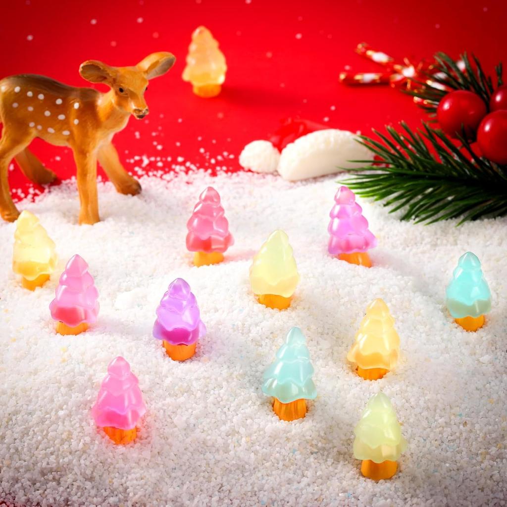 10 / 20PCS Luminous Christmas Tree Glow In Dark Mini Resin Decor Ideal For Random Color DO-IT-YOURSELF Fairy Garden Party Present
