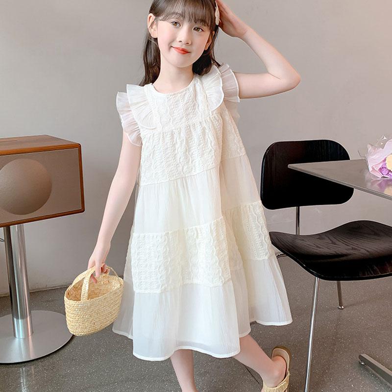 Children's Dress Summer Girls Embroidery Princess Dress Clothing Sleeveless Baby Kids Simple Style Fairy Dress