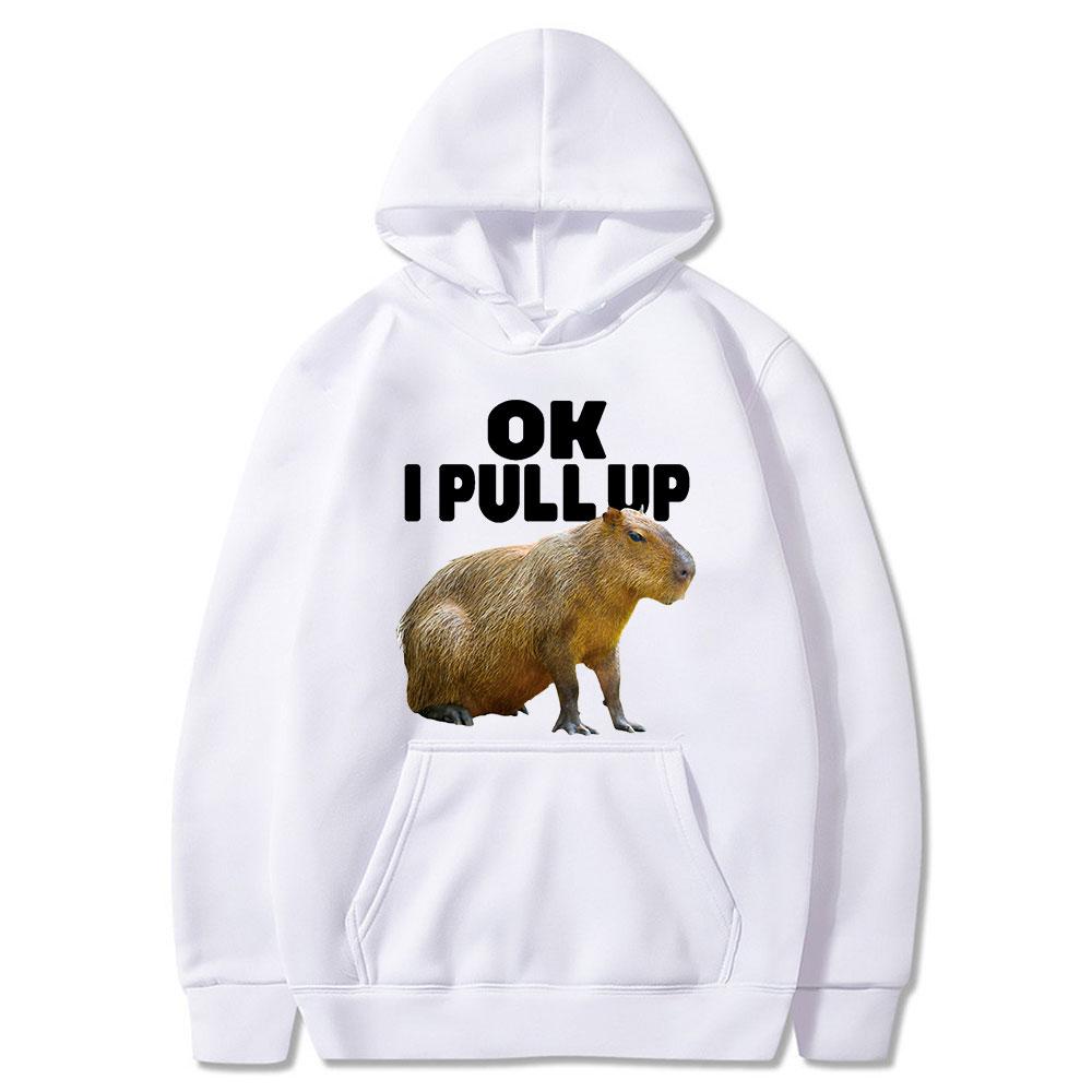 Ok I Pull Up Capybara Felpa con cappuccio con stampa grafica Felpe con cappuccio vintage casual alla moda unisex Pullover gotici Harajuku Streetwear