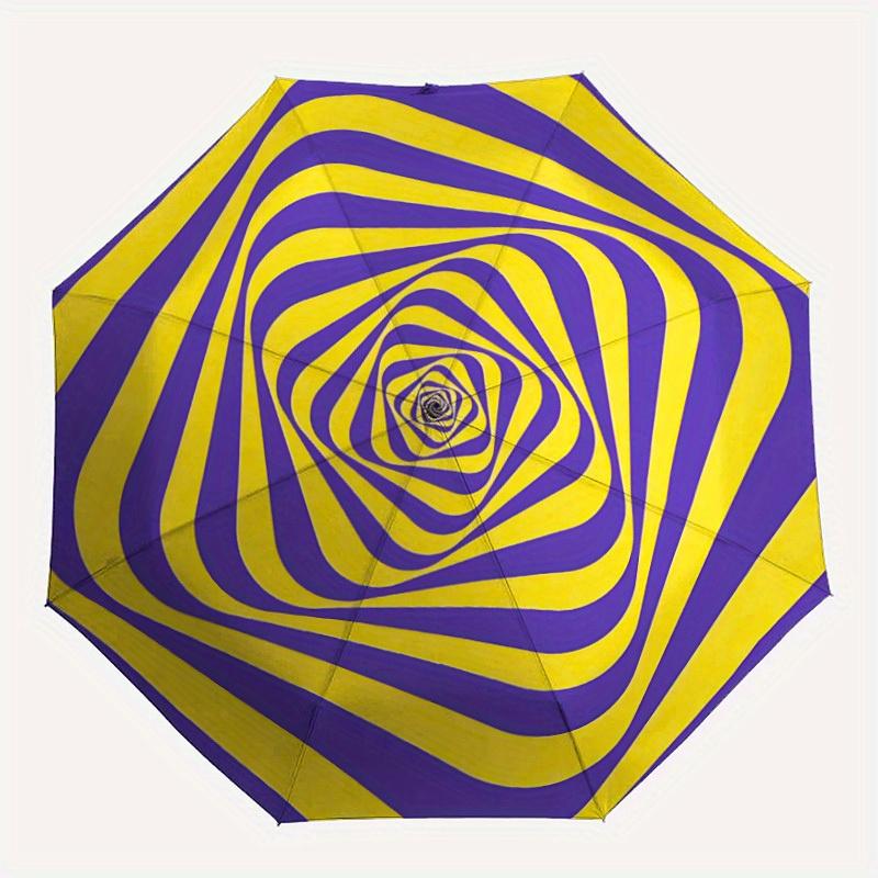 

1pc Spiral Pattern Automatic Opening/Closing Folding Umbrella with 22 Ribs, Plastic Handle, Windproof Portable Sunshade Umbrella y250726062