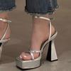 Fashion Catwalk High Heels Summer Waterproof Table Cross-strap Rear Empty Open-toe Platform High-heeled Sandals