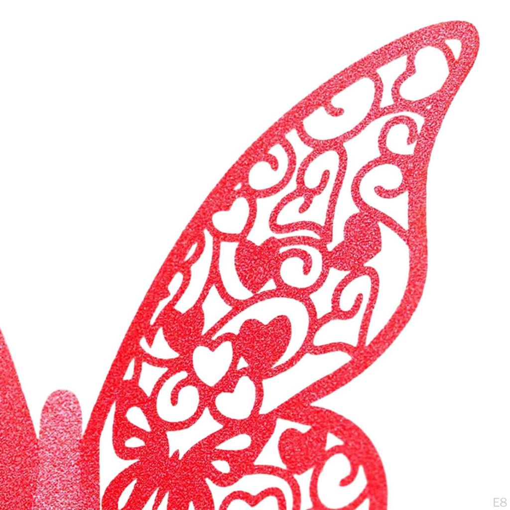 50 kusů Butterfly Glass Papír s názvem Kartičky na nápoje Nápojové značky Duté 10 cm x 7 cm pro akce