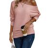One-Shoulder Cold-Shoulder Bottoming Shirt for Women European and American Leisure Easiest for Match Pure Color Knitting Long Sleeves Tops Women