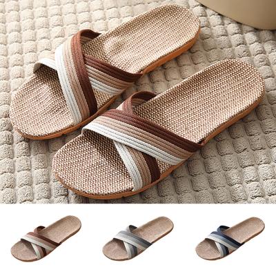 Men Summer Slippers Home Couple Indoor Slippers Linen Daily Slippers Unisex Slippers Outdoor Beach Casual Sandals Slippers