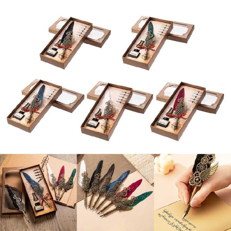 Ancient Quill Dip Pen Quill Feather Pen and Inks Set Calligraphys Writing Pen