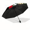 Apple Pinocchio Design Cartoon Automatic Folding Umbrella - 3 Folding Design, Vivid Cartoon Pattern, Suitable for Outdoor Activities, A Gift