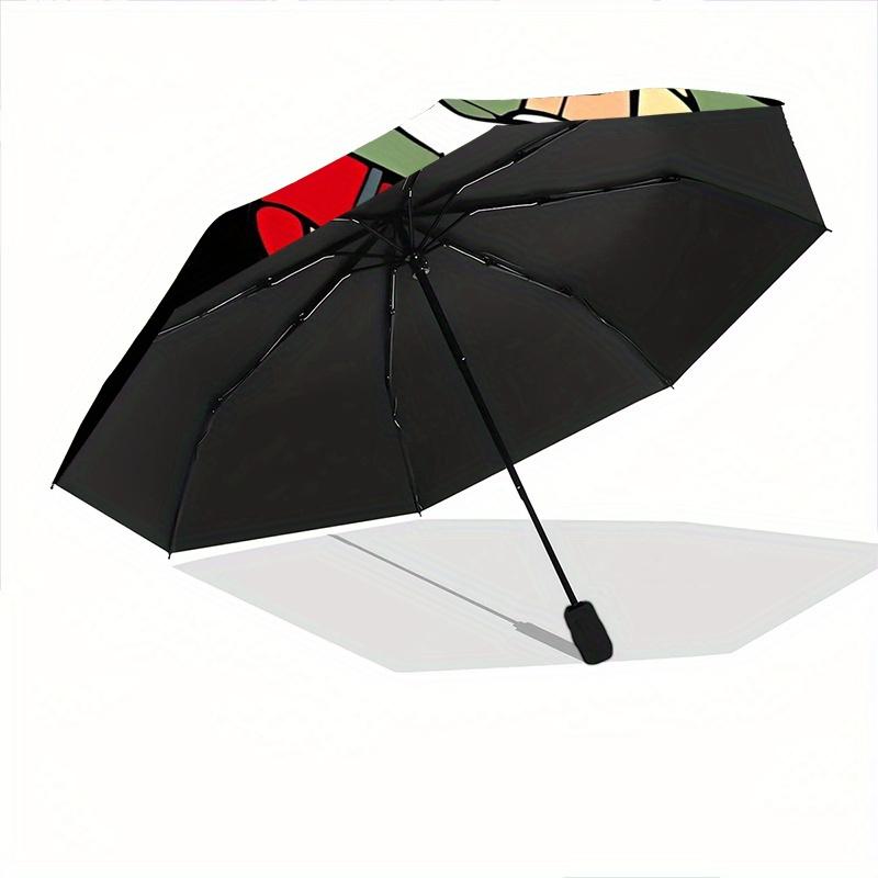 Apple Pinocchio Design Cartoon Automatic Folding Umbrella - 3 Folding Design, Vivid Cartoon Pattern, Suitable for Outdoor Activities, A Gift