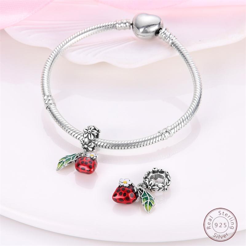 100% Copper Strawberry Sweet Sparkling Zirconia Charm Beads 3Mm Diy Holiday Exquisite Jewelry Gift Making